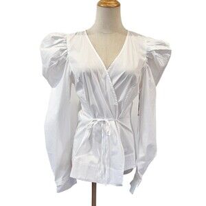 Jason Wu Puff Sleeve Wrap Top Blouse Long Sleeves NEW NWT $198